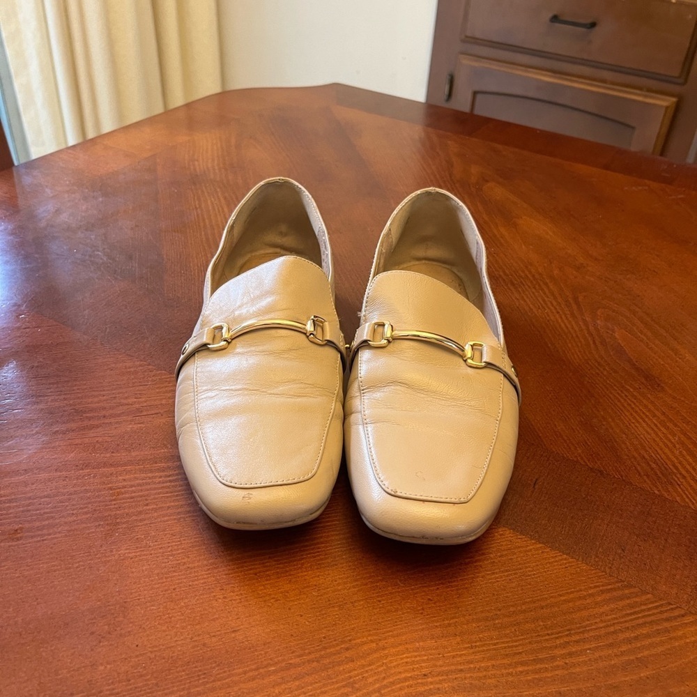 Genuine leather nude horsebit loafer shoe size 9 VINTAGE 90s - Picture 2 of 7